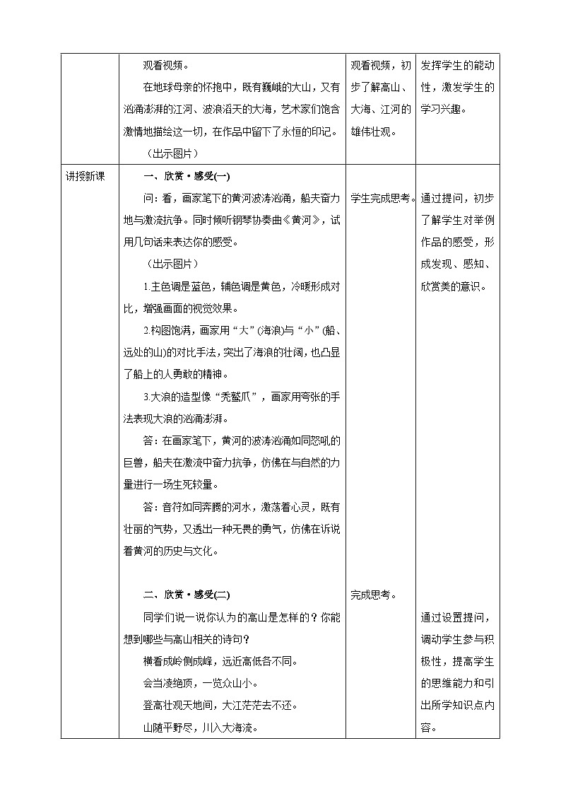 【岭南版】美术  四年级下册    第一单元  第2课《高山、大海、江河》第2页