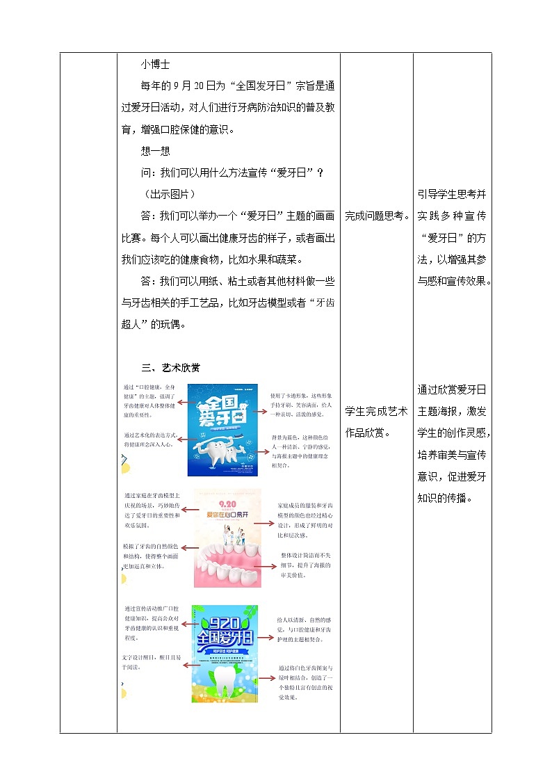 【岭南版】美术  六年级下册    第三单元  第6课《我们的“爱牙日”》核心素养教案第3页