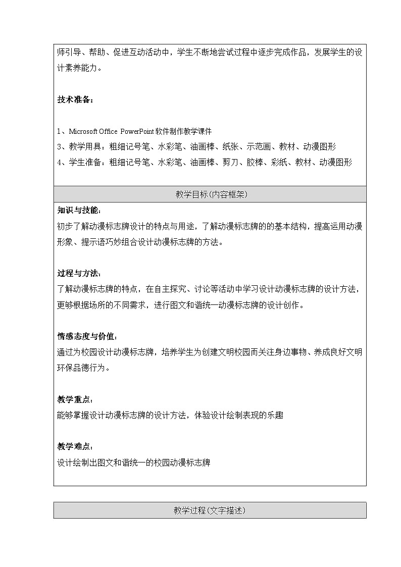 人美 版（北京）三年级美术下册《19.设计动漫标志牌》教学设计第3页