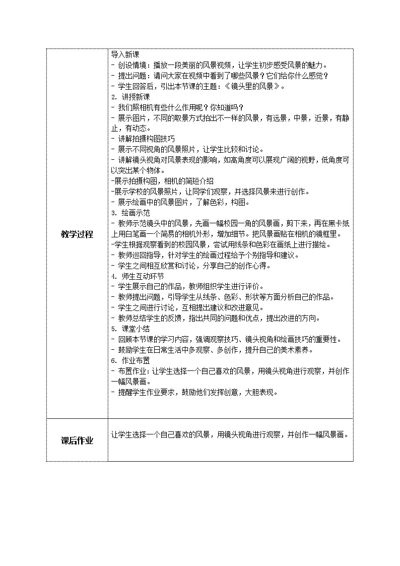 美术岭南版一年级下册 第十三课《镱头里的风景》教案第2页