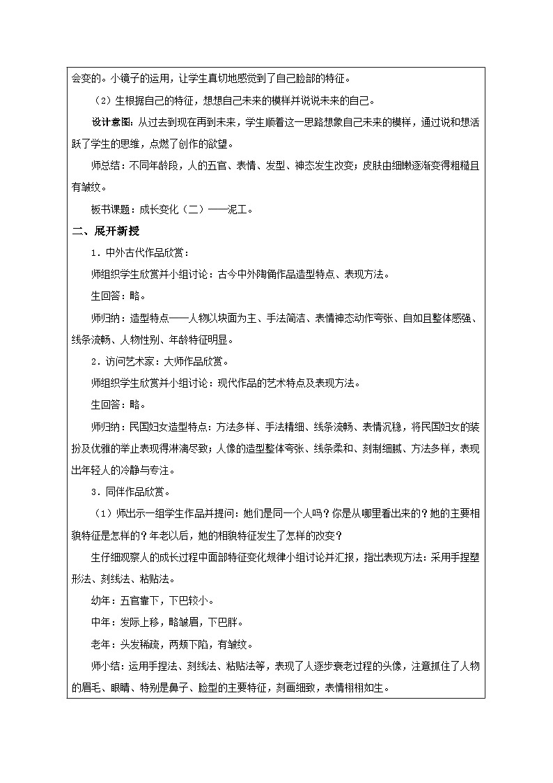 苏少版美术六下 第14课《成长变化（二）》教案第3页