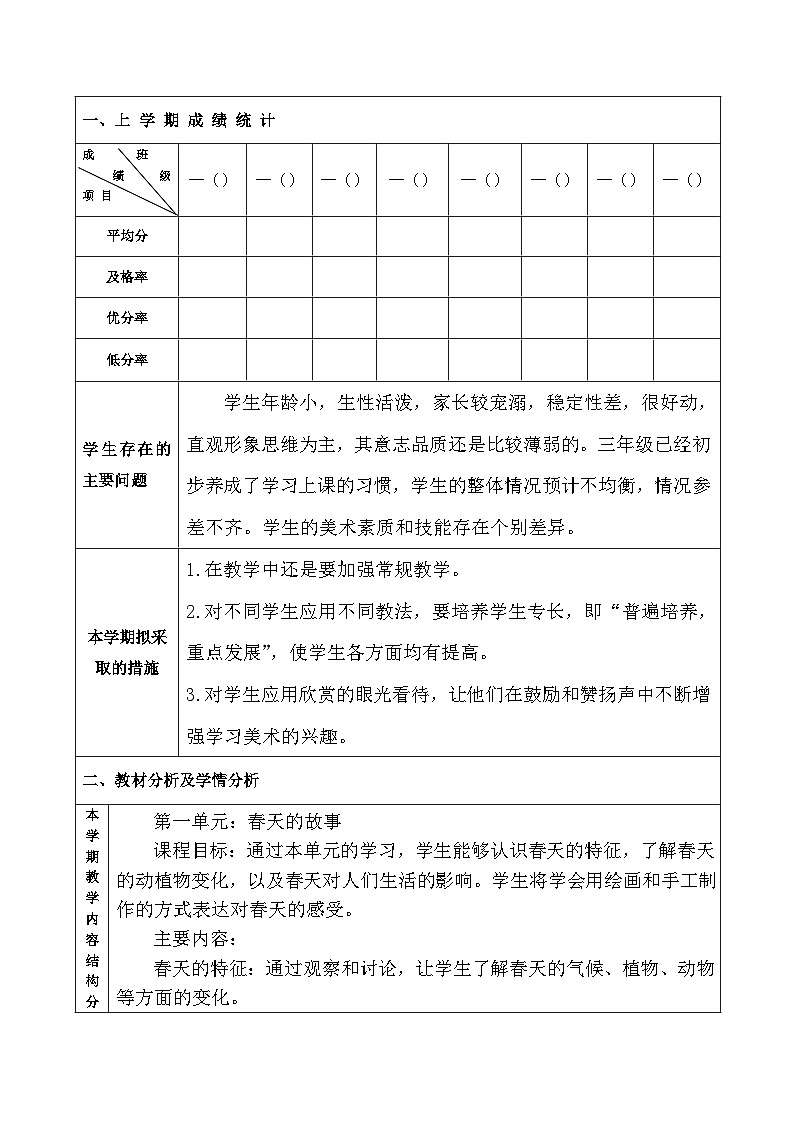 人美版一年级美术下册教学计划及教学总结第2页