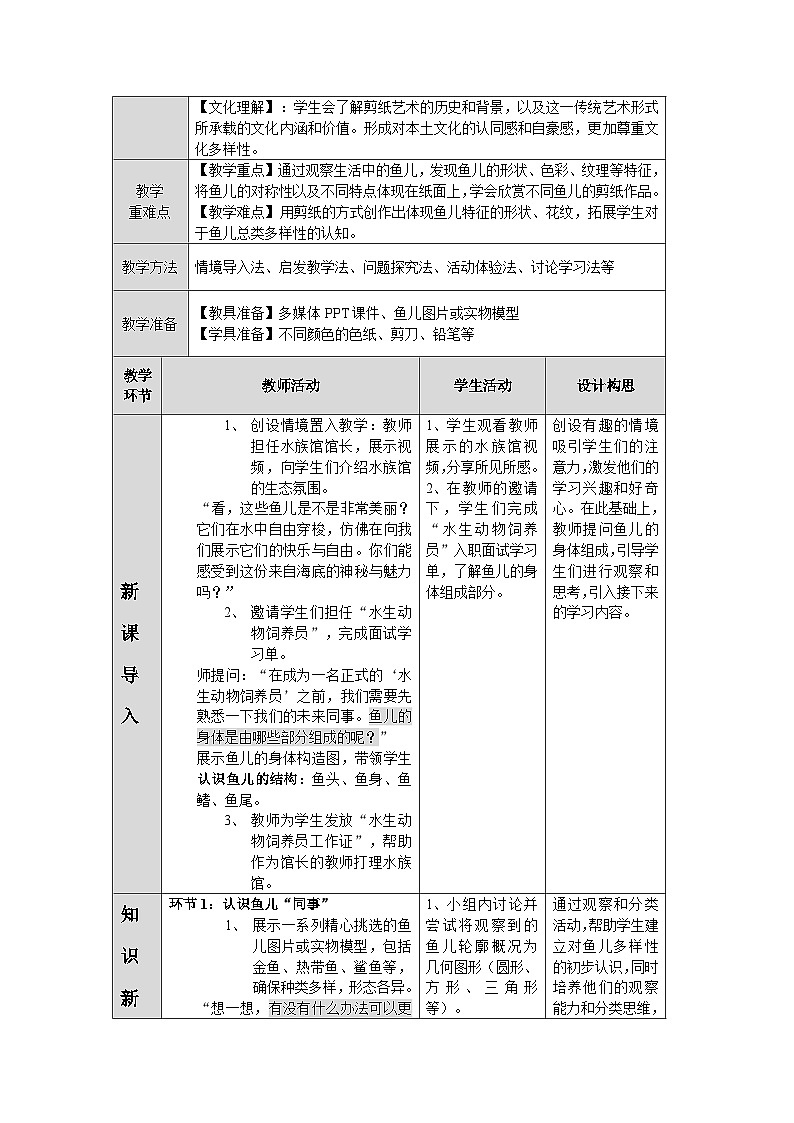 第一单元第4课《对称的鱼形》教学设计第2页