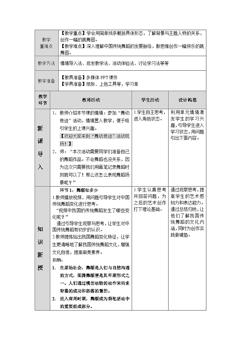 第四单元第2课《跳舞吧》教学设计第2页