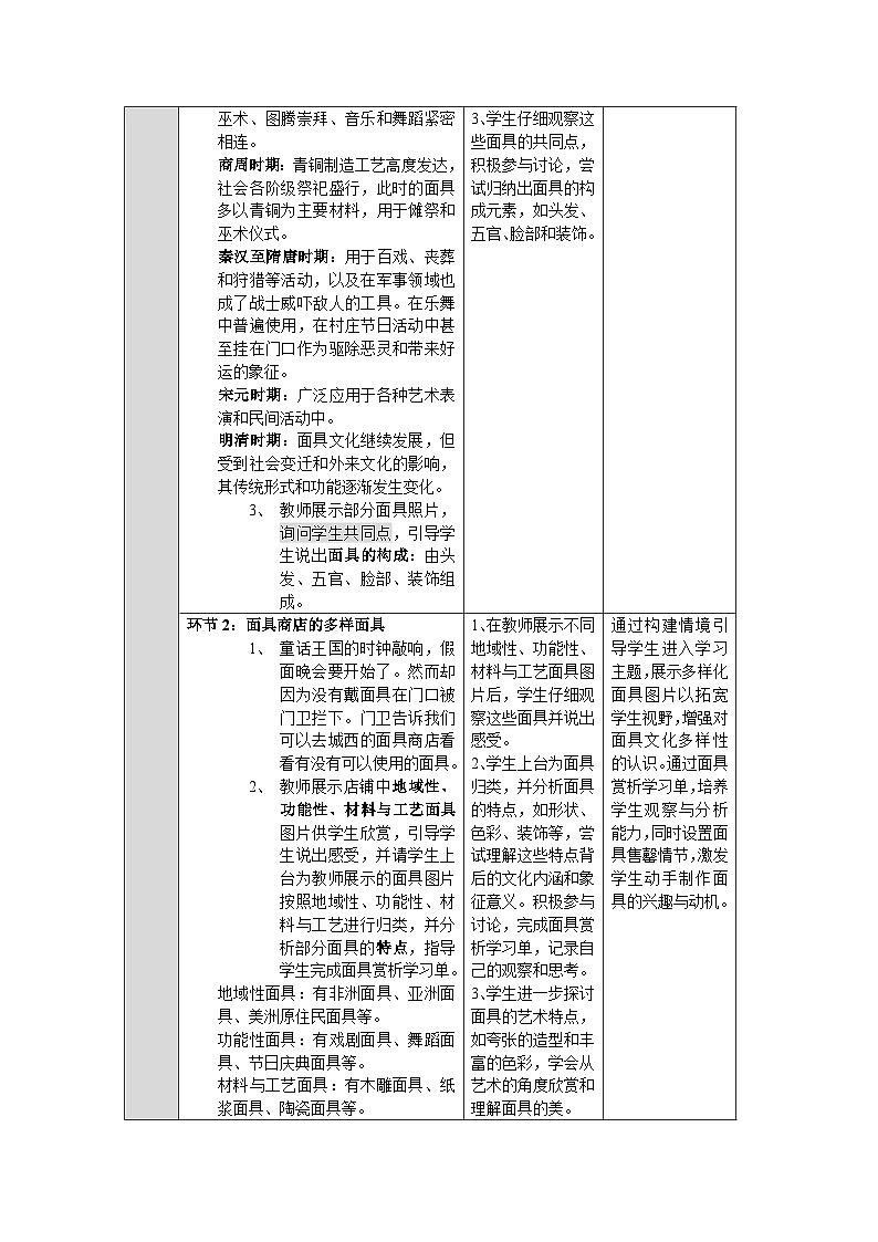 第四单元第5课《面具游戏》教学设计第3页