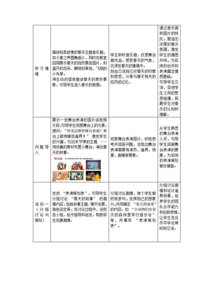 第一单元分课时第3课《春天大舞台》教学设计第2页
