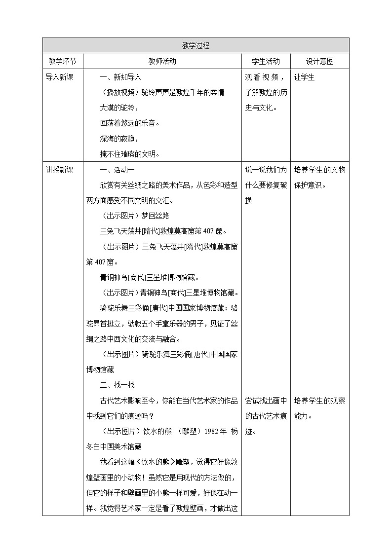 【核心素养优质课】人教版美术一年级下册第2单元第4课《丝路的故事》核心素养教案第2页