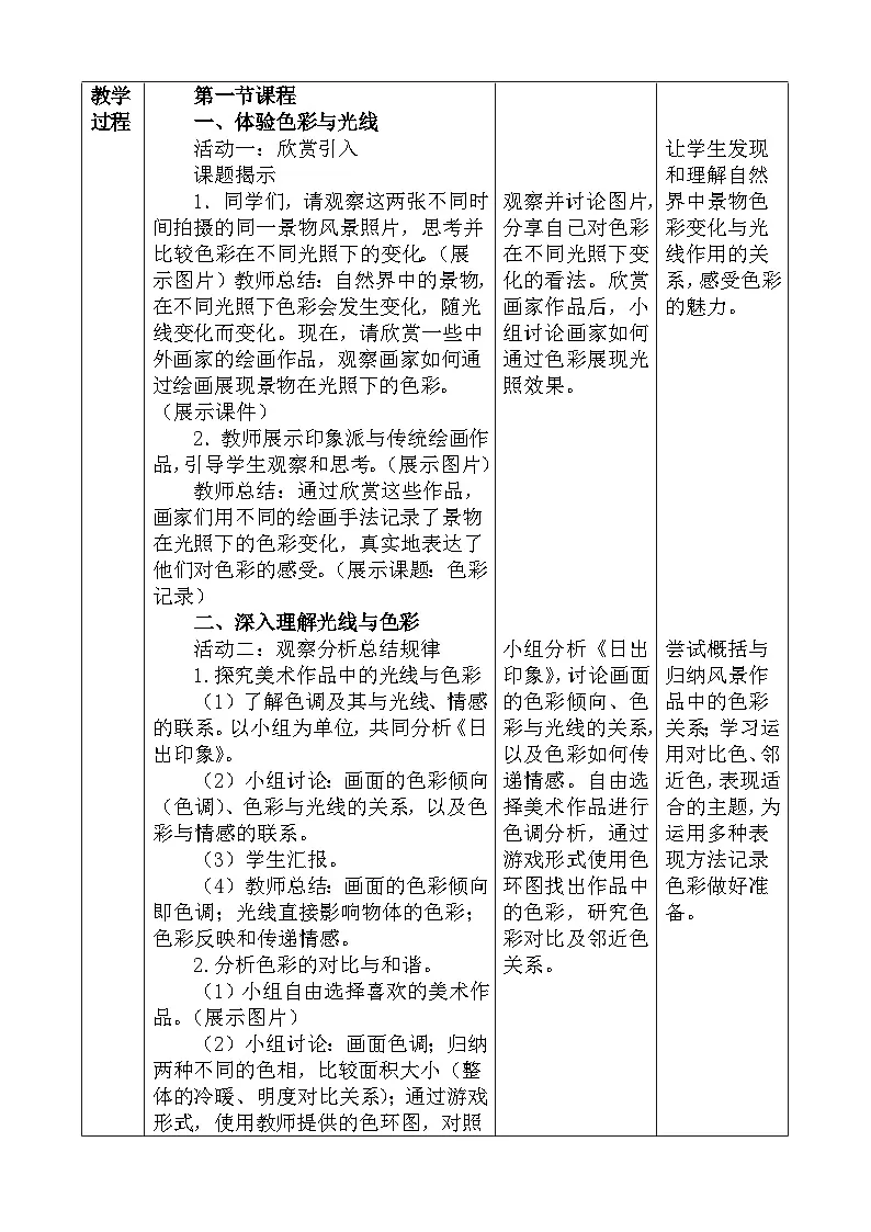 人教版小学美术六年级下册《 记录色彩》教案第2页