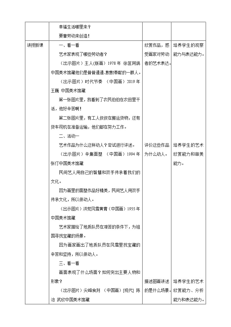 【人教版】美术  一年级下册 第三单元 第一课 《致敬平凡》 核心素养教案第2页