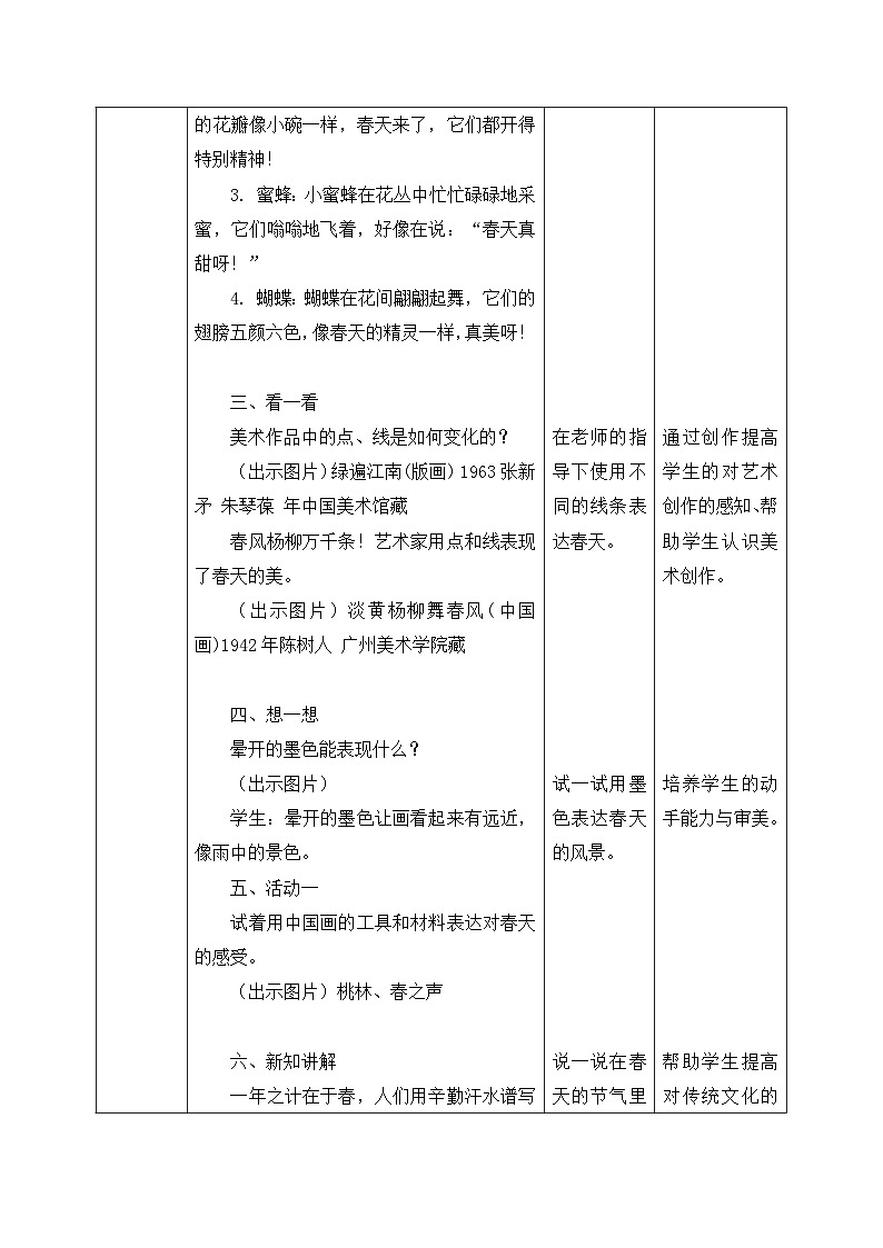 新人教版美术一下 第一单元《第1课 春天在哪里》教案第3页