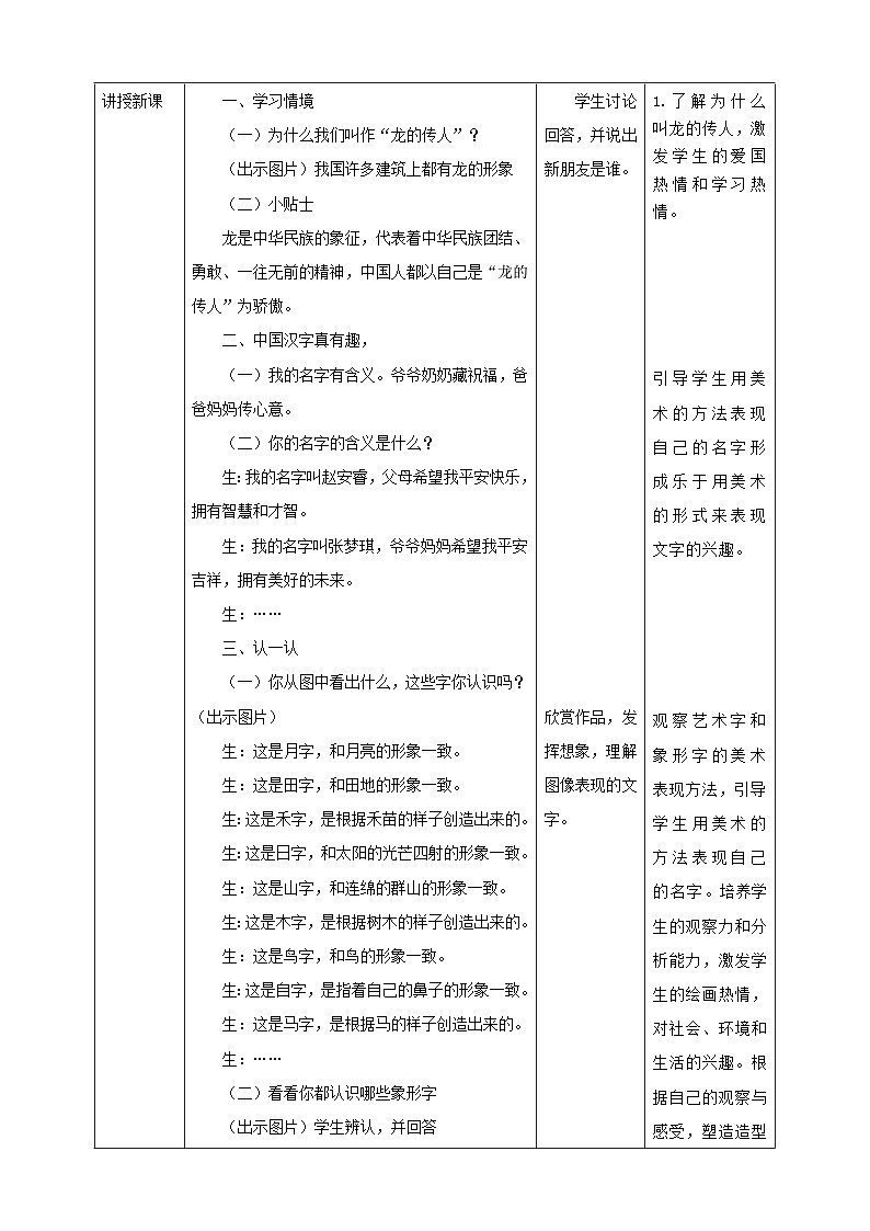 【人教版】美术 一年级上册 第一单元 1 我的名字 课时教案第2页