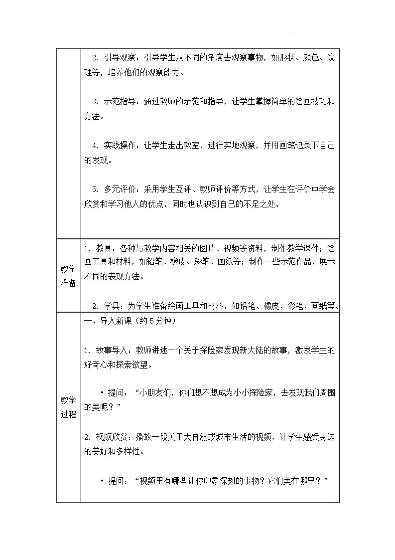 沪教版（2024）美术一上《一起去发现》教案第2页