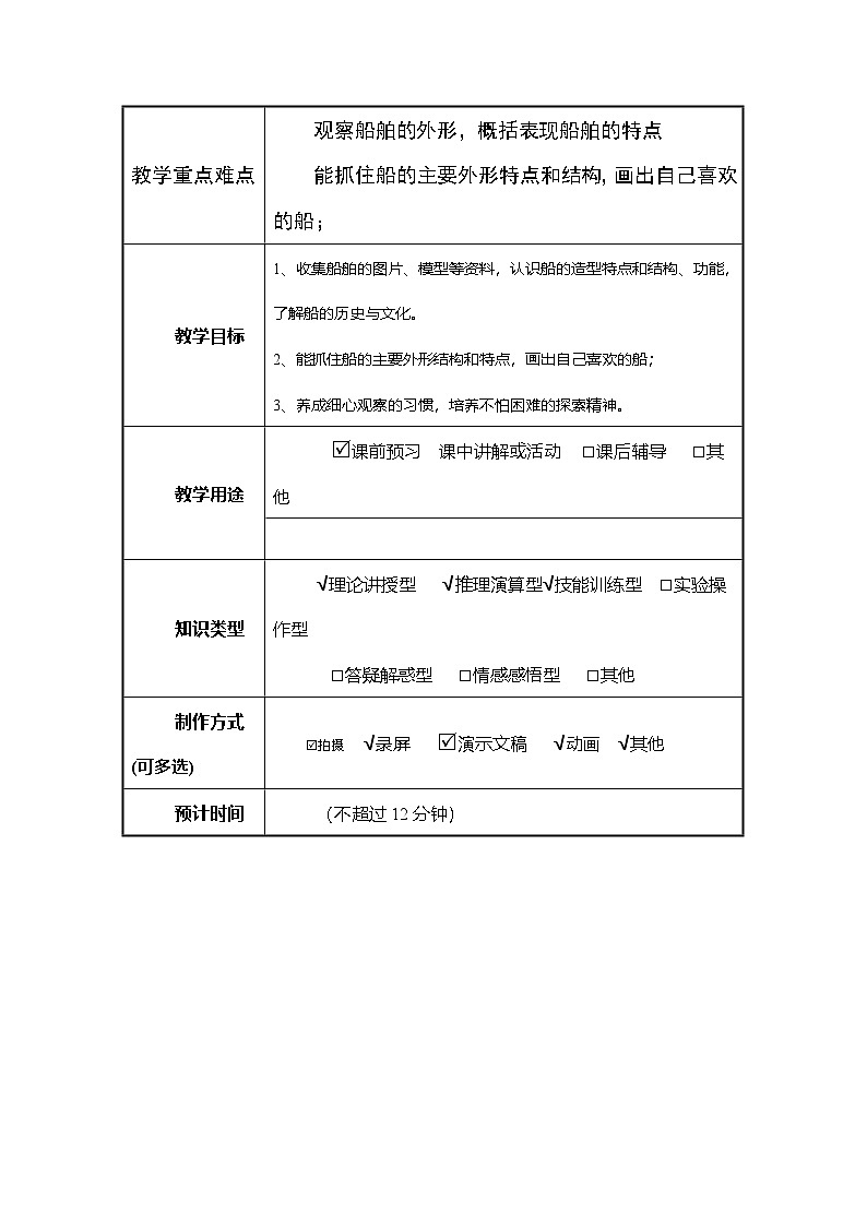 湘美版四年级美术上册 乘风破浪0（教案）第2页