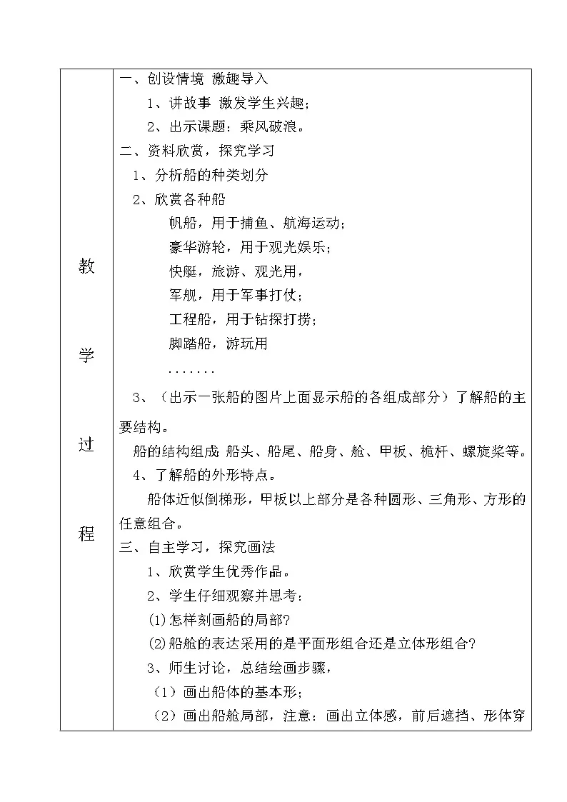 湘美版四年级美术上册 乘风破浪（教案）第2页