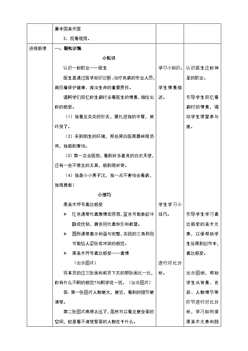 【新教材】湘美版二上第一单元 第2课《看医生》核心素养教学设计第2页