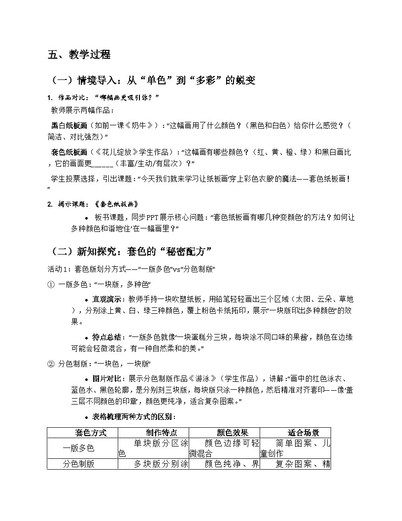 苏少版小学美术三年级上册5.3《套色纸板画》教学设计第3页