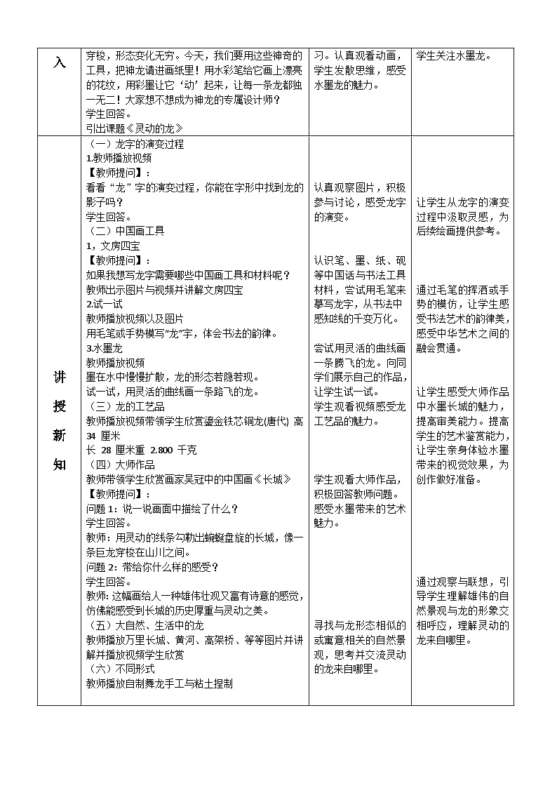 灵动的龙(教学设计)人教版一年级上册美术(新教材)第2页