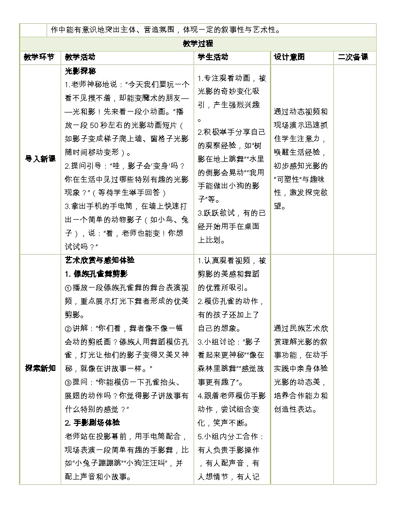 人美版美术二上第6单元第2课《光影的游戏》教学设计第2页