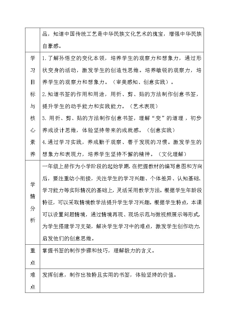 人教版（2024）一年级上册美术第三单元 成长足迹 第三课 看我七十二变 教案第2页