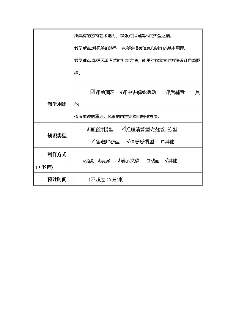 湘美版四年级美术下册 风筝（教案）第2页