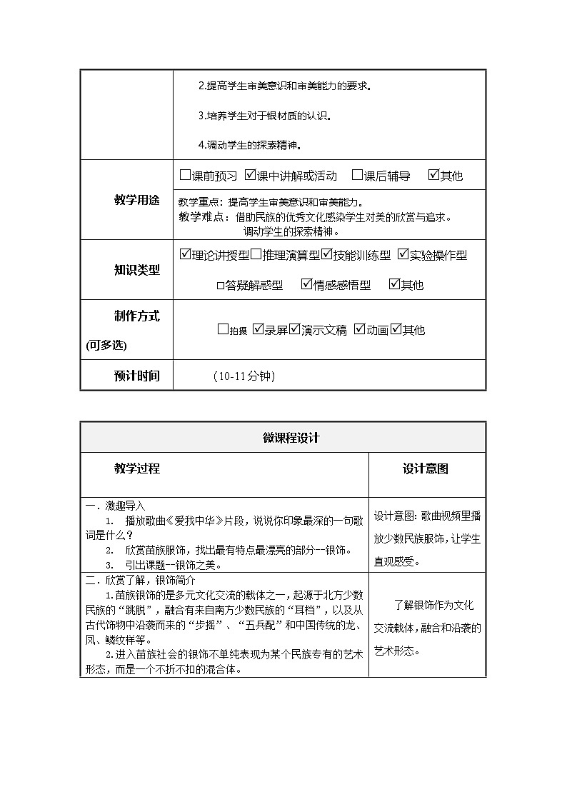 湘美版小学美术四年级下册 15 银饰之美（教案）第2页