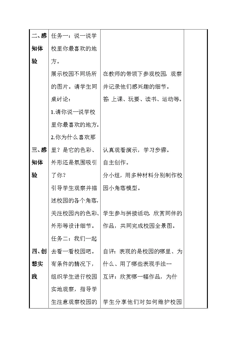 人美版（2024）一年级上册美术第一单元 3、画一画我们的学校 教案（表格式）第3页