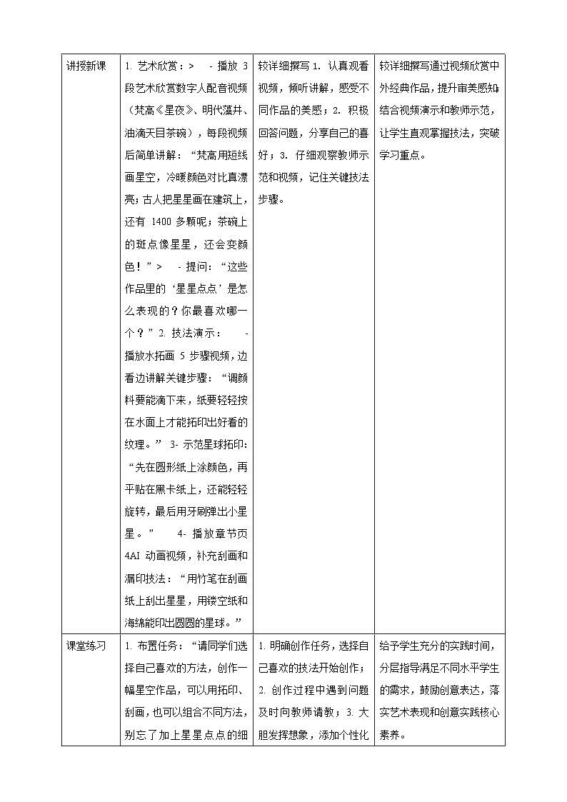 【AI赋能课件】人美版美术一年级下册 07星星点点 教学设计第3页