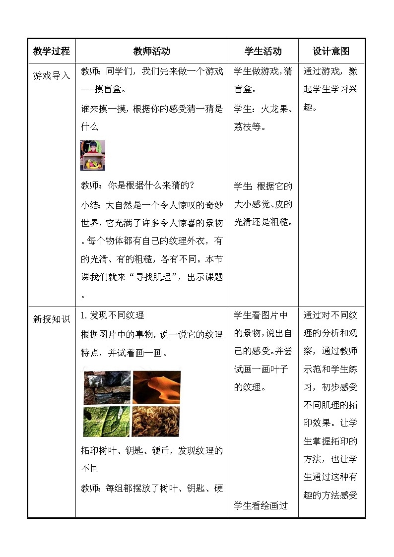 湘美版（2024）一年级上册美术第二单元第五课：寻找肌理 教案第2页