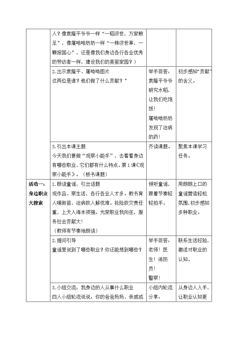 【核心素养目标】人教版小学美术二年级下册 第四单元第1课《观察小能手》 教案 （表格式）第2页