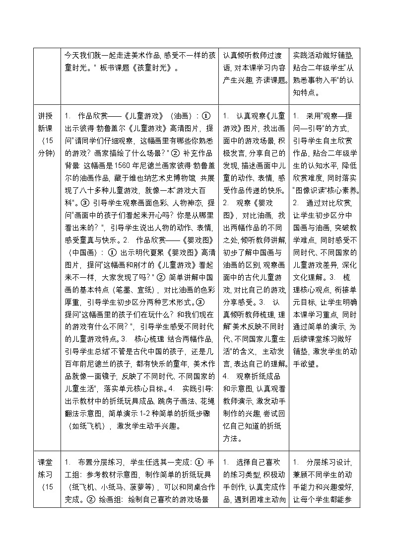 人教版2024小学美术二下第一单元《第一课 孩童时光》教案第3页