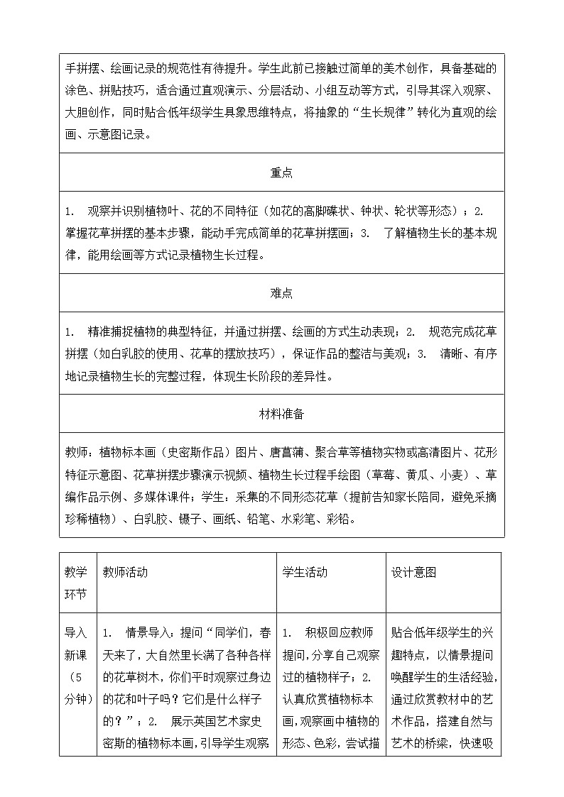人教版2024小学美术二下第一单元《第三课 指尖植物园》教案第2页