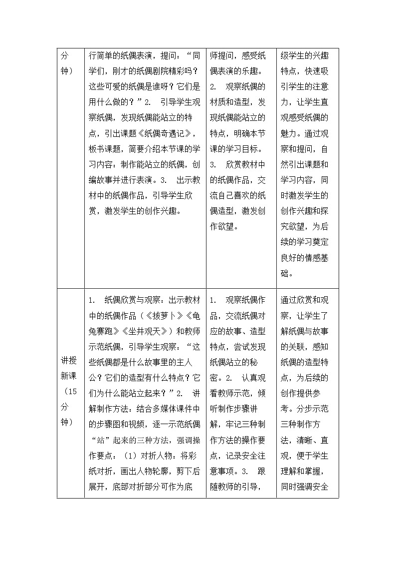 人教版2024小学美术二下第一单元《第四课 纸偶奇遇记》教案第3页
