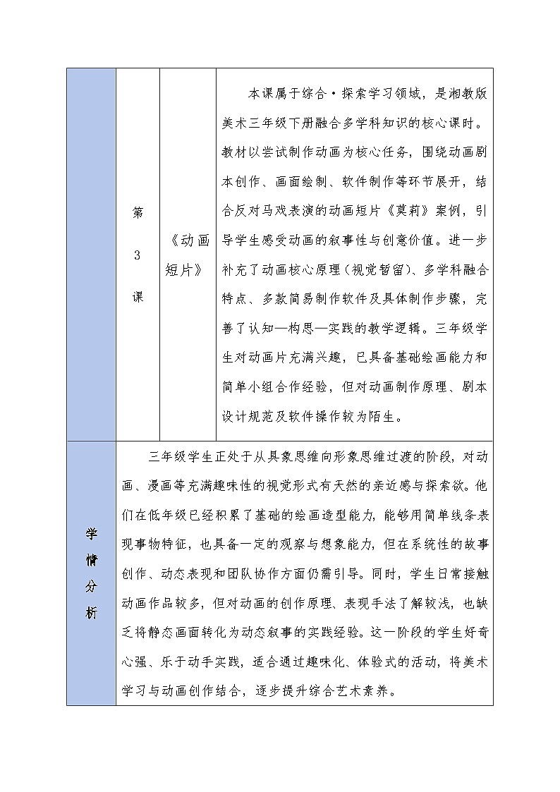 2026春湘美版美术三年级下册第五单元 单元分析教案第2页