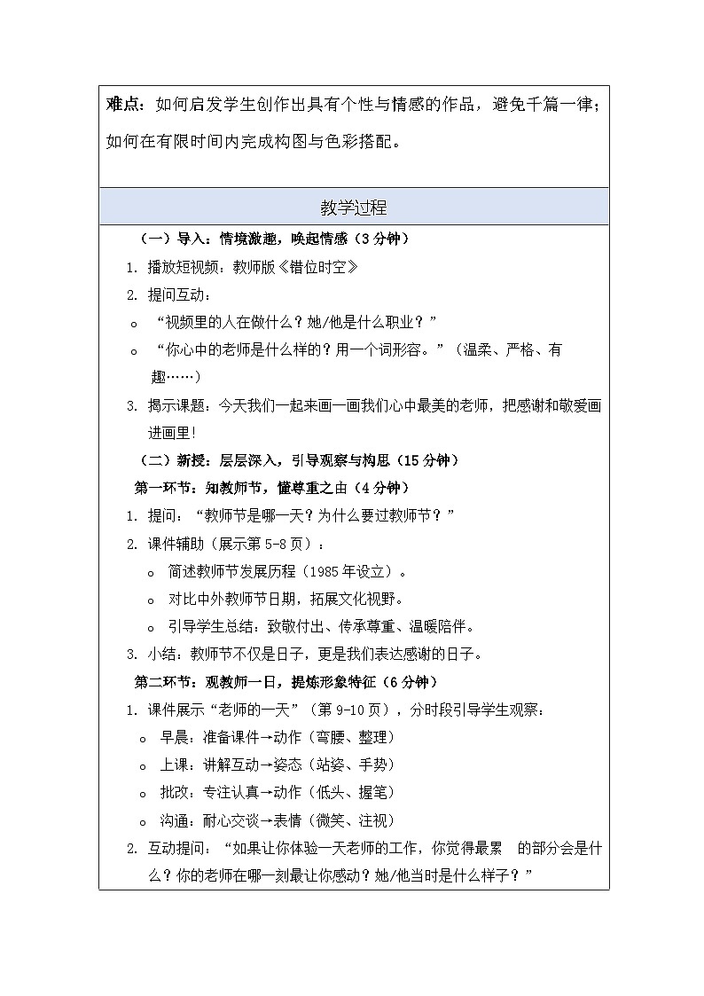 2026岭南版小学美术二年级下册 第3课《敬师传美德》教学设计第2页