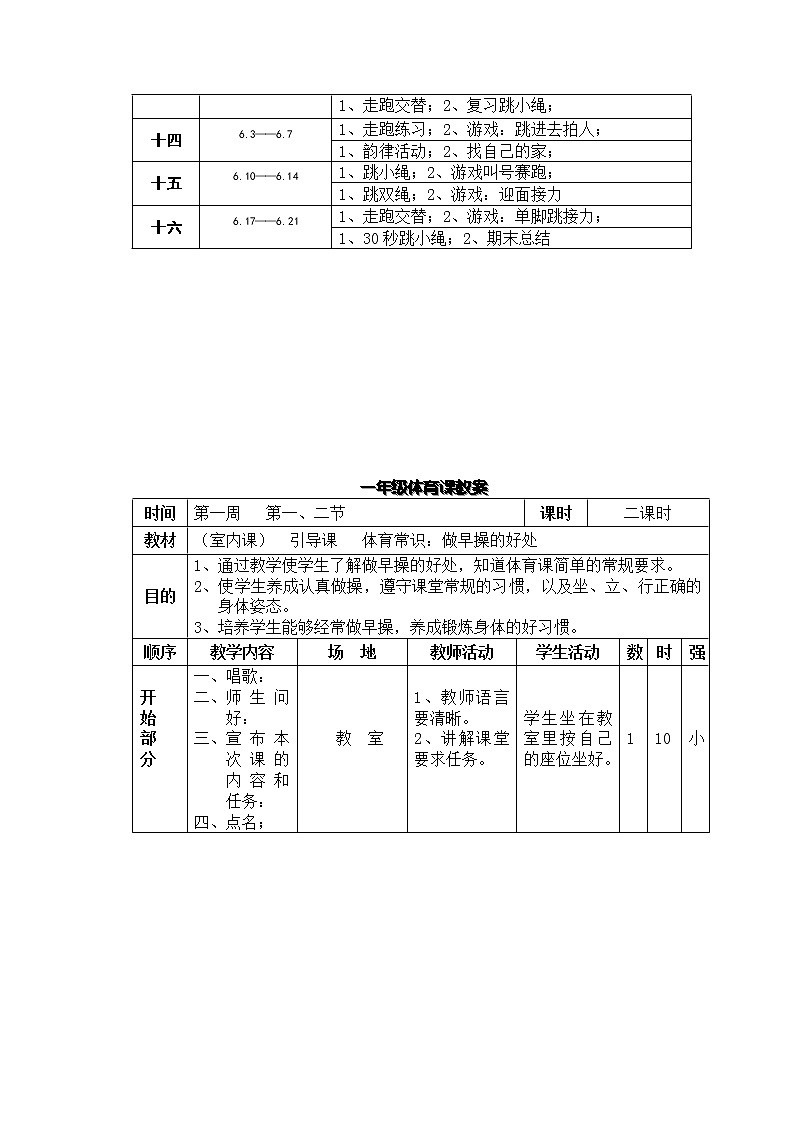 小学一年级体育教案 (2)第3页