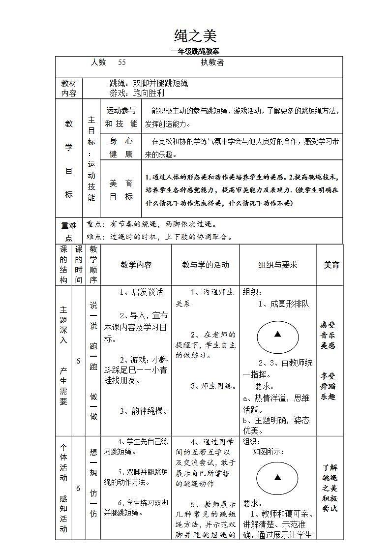 体育与健康人教1～2年级全一册跳绳教案第1页
