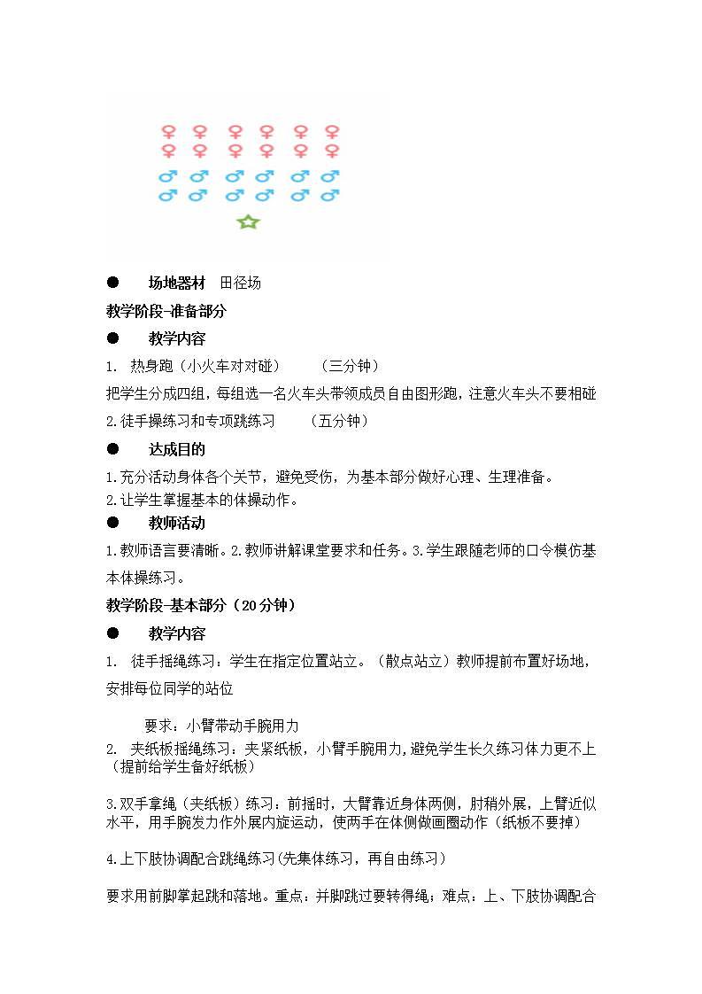 人教版 一年级上册体育   快乐的跳绳  教案第2页