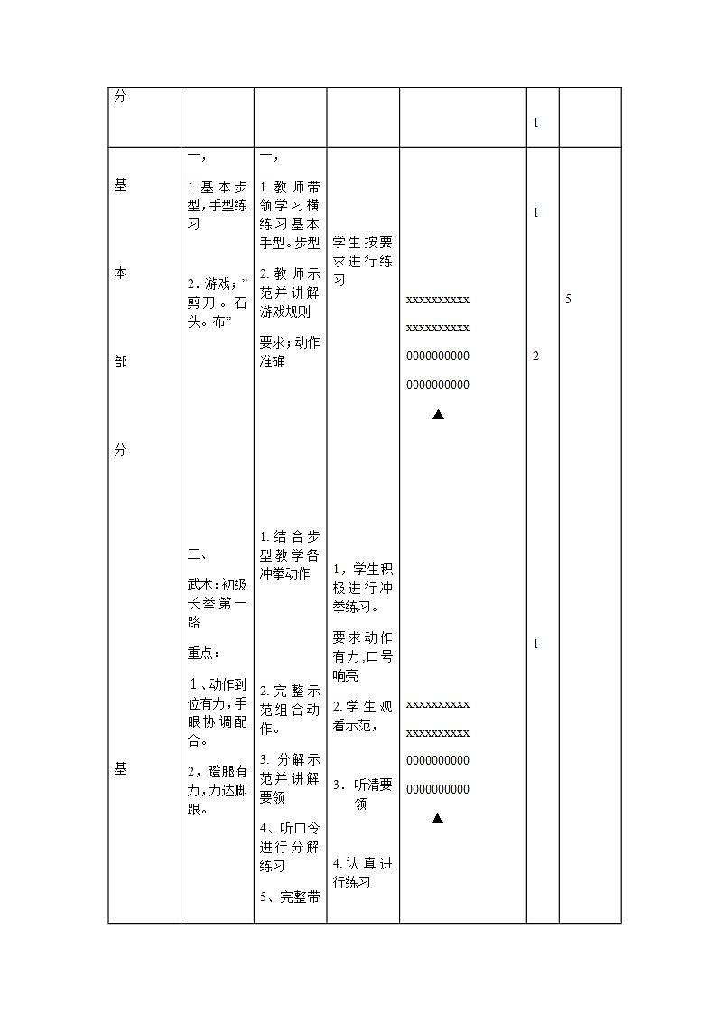 《武术组合动作：初级长拳与游戏》（教案） 体育与健康四年级上册  人教版（表格式）第2页