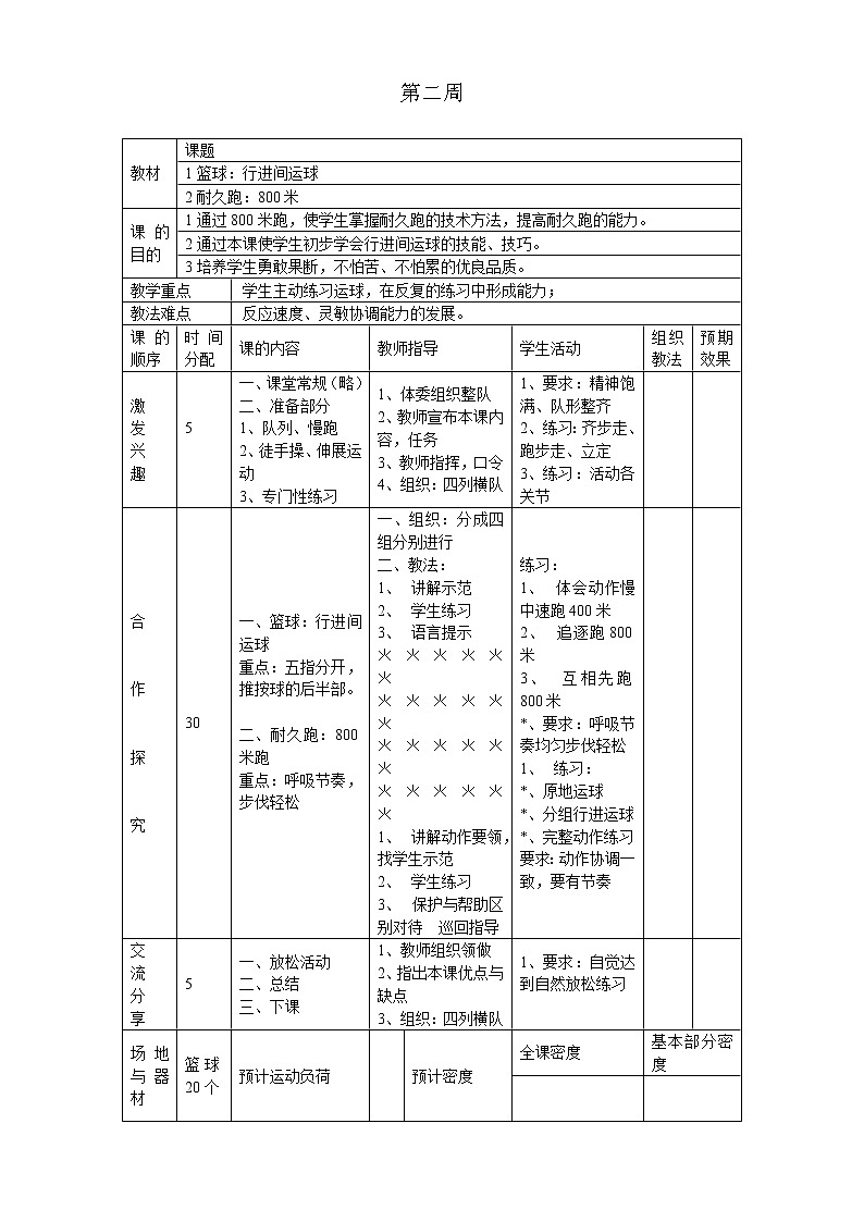 小学篮球课教案第2页