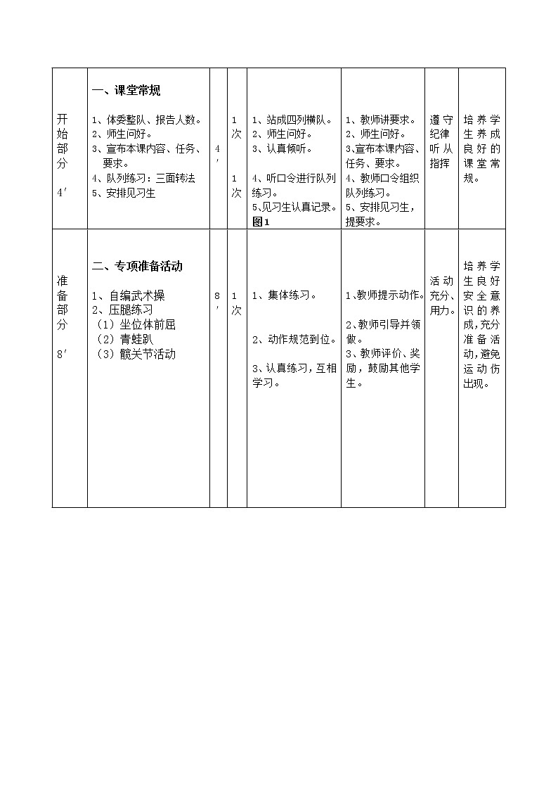 体育与健康人教版1～2年级全一册  7.1 武术基本功（教案）03