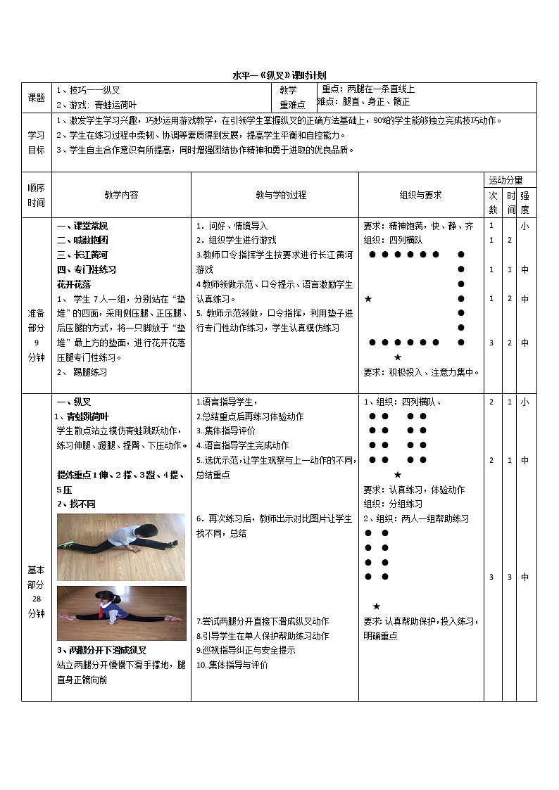体育与健康人教版1～2年级全一册  5.3 纵叉（教案）01