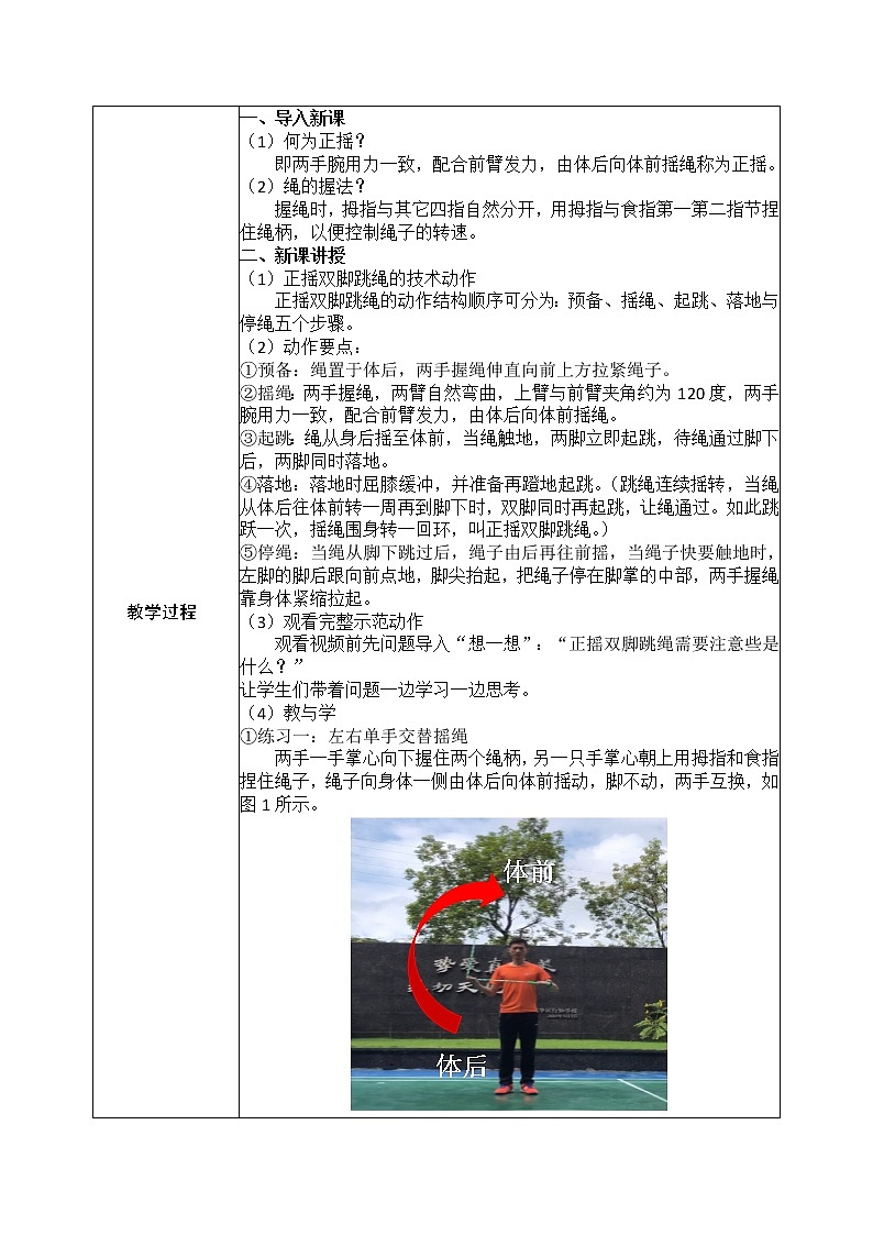 小学 三年级 体育 正摇双脚跳绳 教学设计第2页