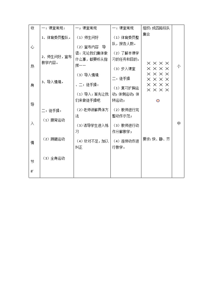 一年级上体育教案-一切行动听指挥-人教版02