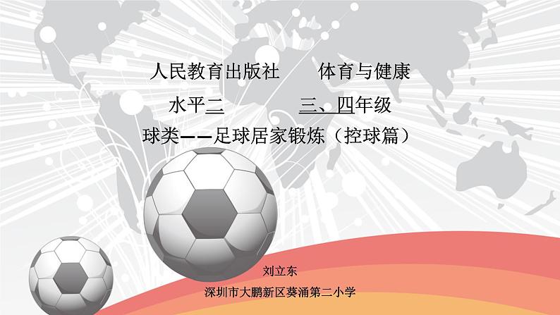 小学《体育与健康》 人教版 三年级 水平二 球类—足球居家锻炼（控球篇） 课件第1页