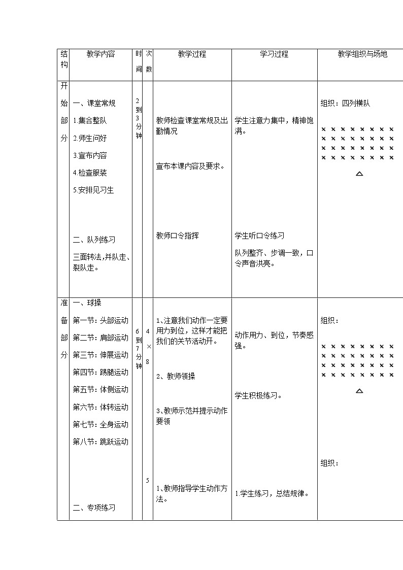 人教版 体育与健康 3-4年级全册  足球脚背正面踢球（教案） （表格式）第3页