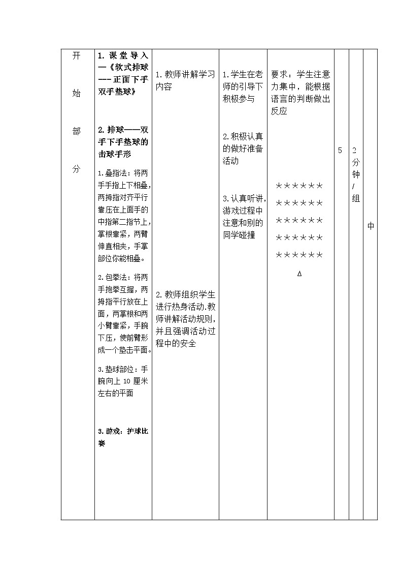人教版 体育与健康 5-6年级全一册 软式排球教案02