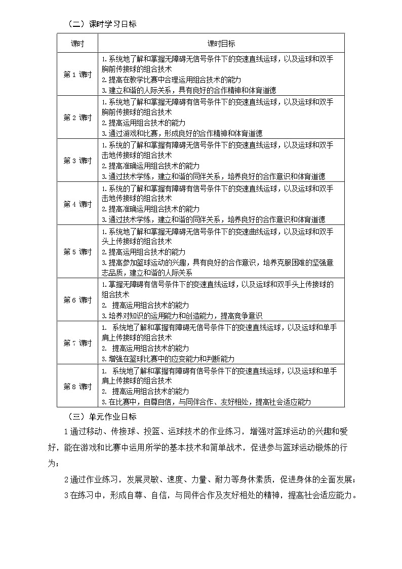 人教版 体育与健康 5-6年级全册     《篮球》（作业设计）第3页