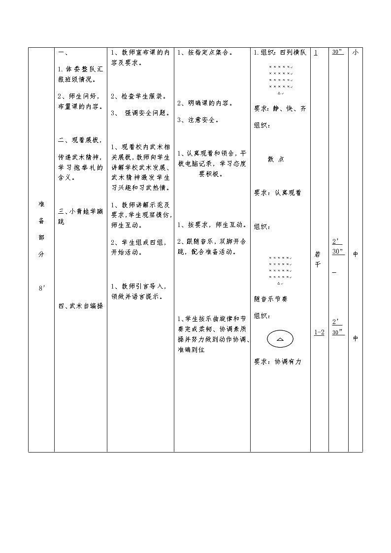 人教版 体育与健康 3-4年级全一册 武术基本功：侧踢腿（教案）- （表格式）第2页