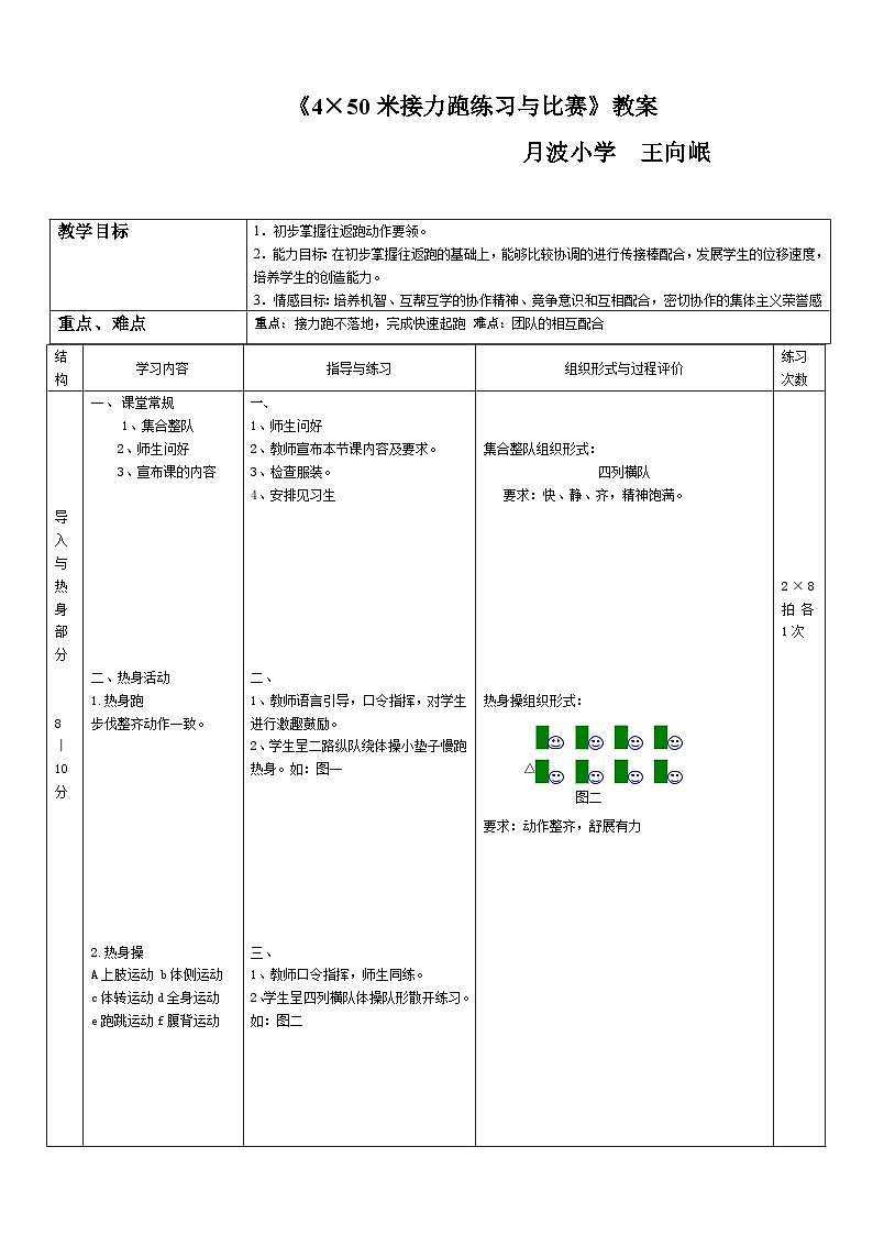 4×50米接力跑练习与比赛 王向岷第1页