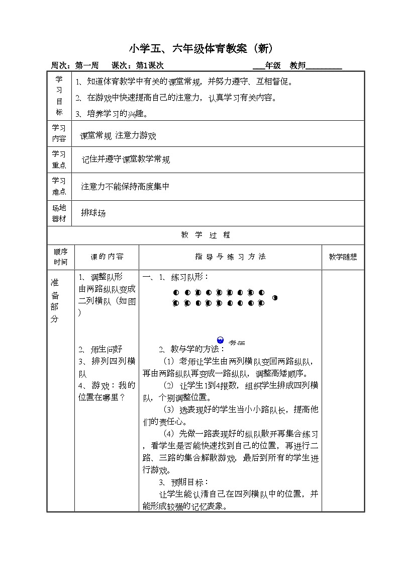 小学五、六年级下学期体育教案(新)第1页